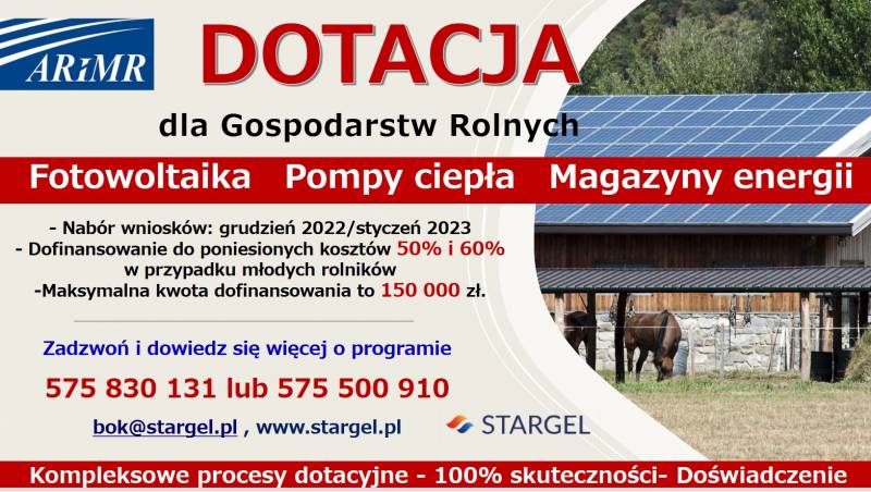 informacja o dotacji dla gospodarstw rolnych